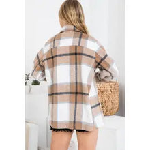 Load image into Gallery viewer, IVORY/CAMEL PLAID JACKET

