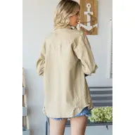 Load image into Gallery viewer, TAUPE BUTTON DOWN WASHED SHACKET
