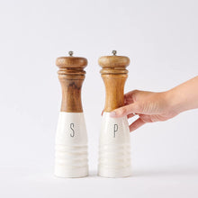 Load image into Gallery viewer, WOOD ENAMEL SALT AND PEPPER MILLS
