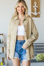 Load image into Gallery viewer, TAUPE BUTTON DOWN WASHED SHACKET
